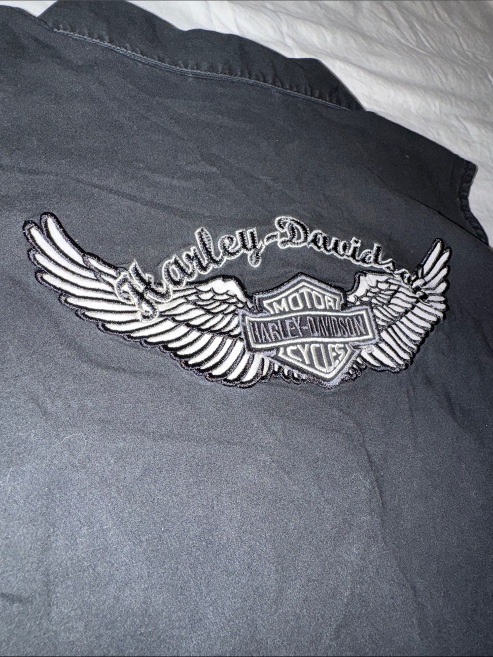 Harley-Davidson Black Sleeveless Collared Vest with Winged Logo